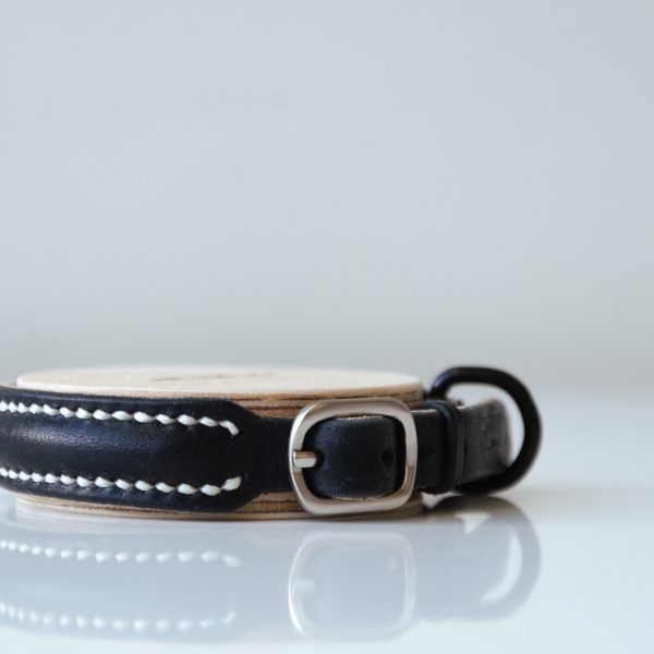 Premium Black leather with white stitching thread